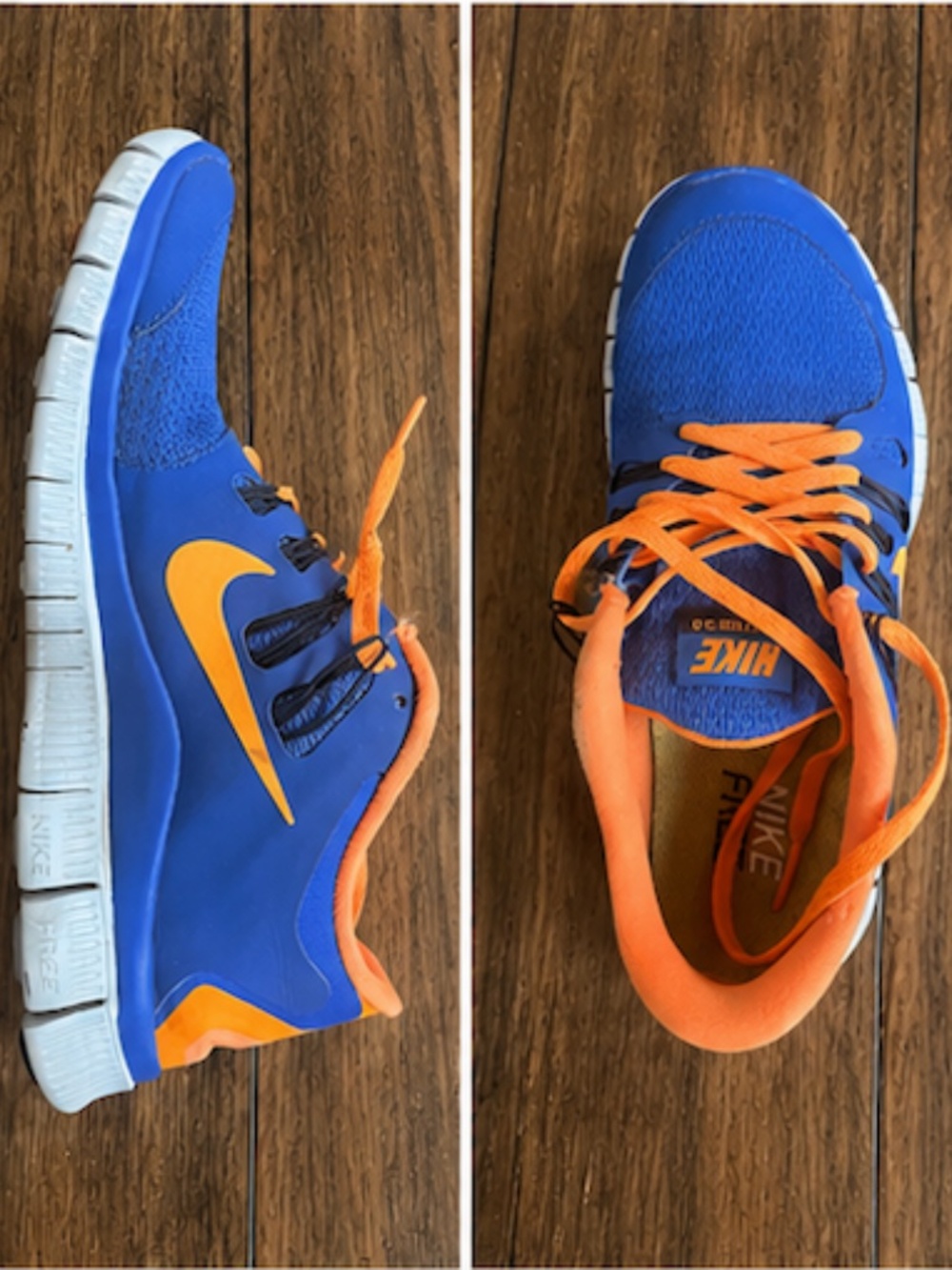 Nike Free 5.0 Blue Orange Running Shoes Women's (US 6)